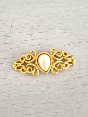 Vintage Les Bernard Etruscan Revival Faux Pearl  Brooch